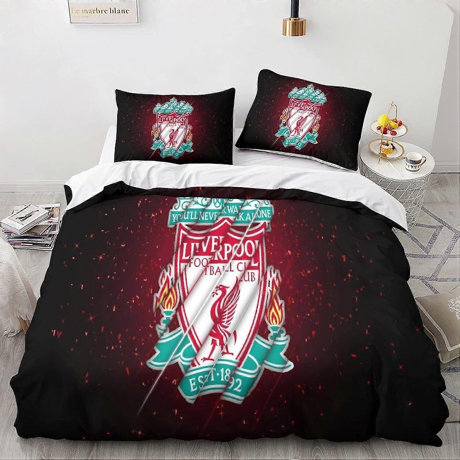 Kerota Liverpool Adult Bedding Set Printing Duvet Cover Microfiber Bedding Duvet Cover with Pillowcase Double Duvet Coversx 135*200 CM Single135x200cm