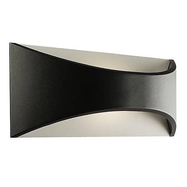 Saxby Lighting Vulcan Integrated LED 1 Light Outdoor Up Down Wall Light Textured Matt Black, Opal IP65