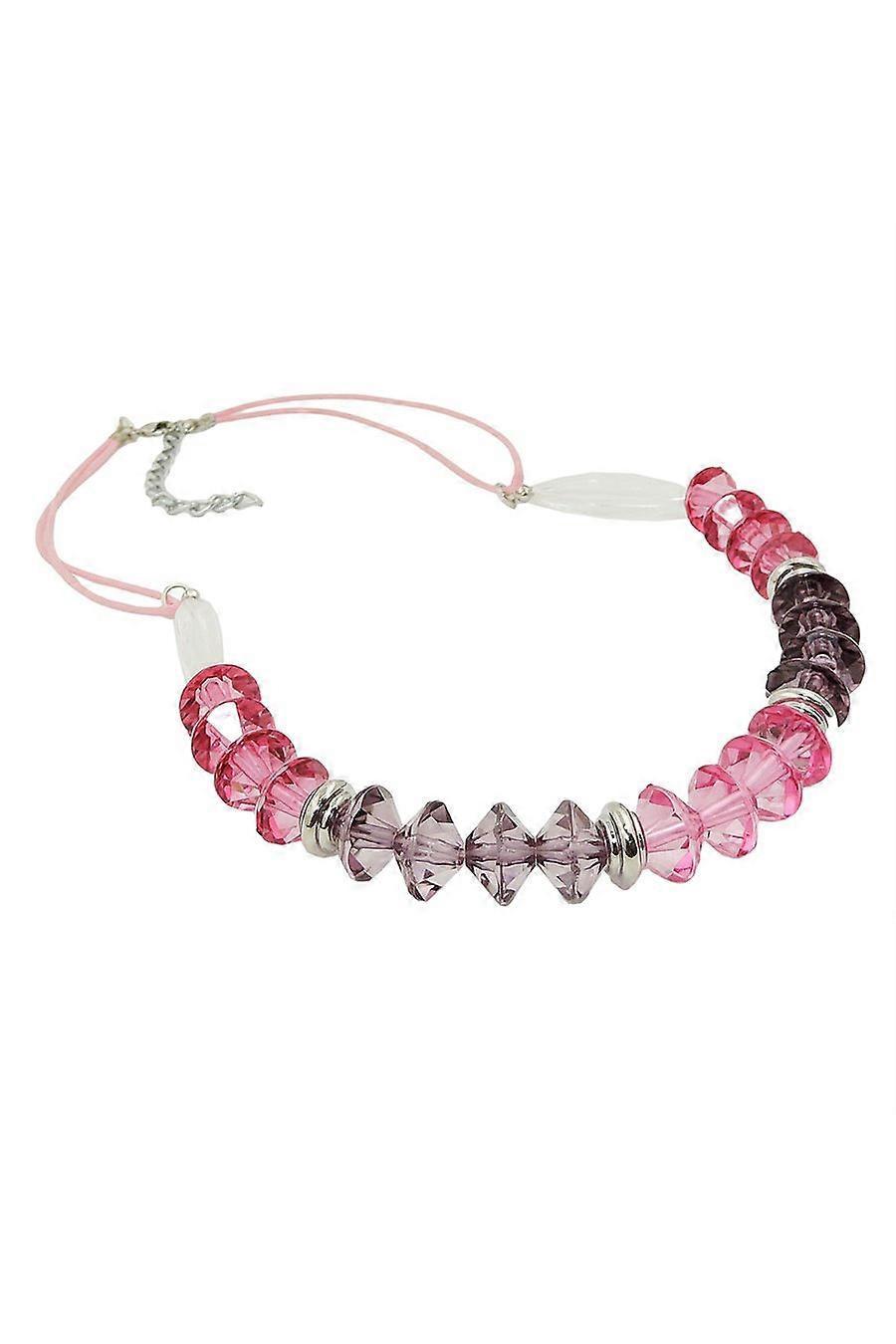 Grace Of Sweden Necklace Faceted Beads Pink Silver Coloured Beads - Gl01333