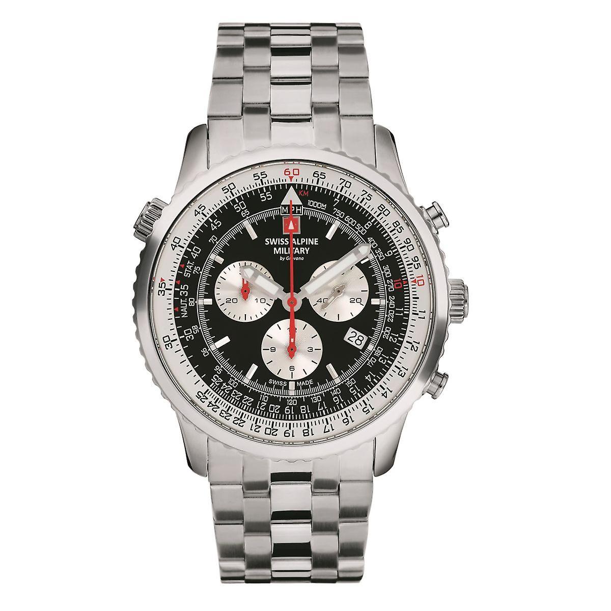 Swiss Alpine Military by Grovana Swiss Alpine Military Men's Watch Chronograph Analog Quartz 7078.9137SAM Stainless Steel Silver