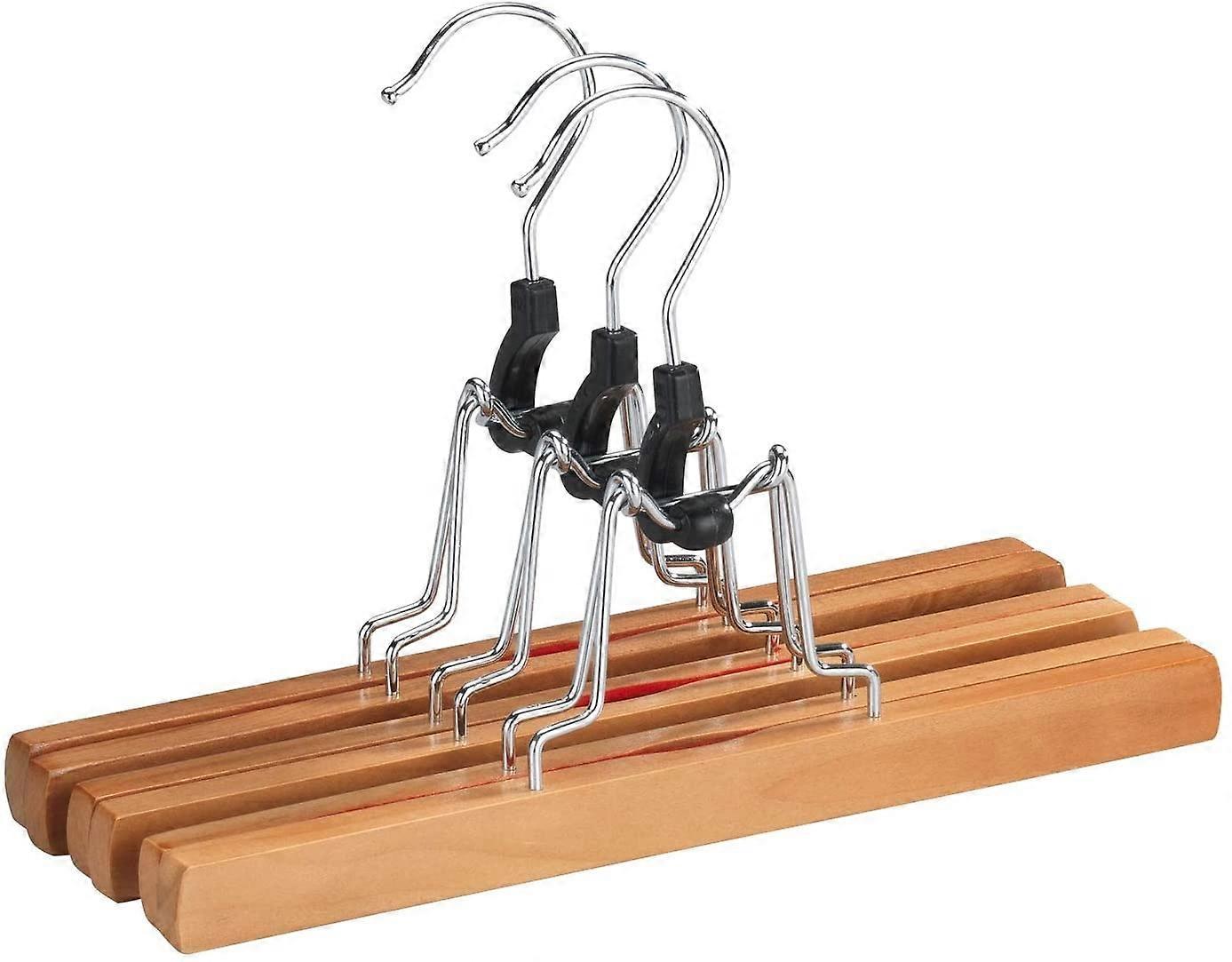 Linkrunning Natural Trouser Hanger - Set Of 3, Wood, 25 X 16.5 X 2.2 cm, Brown As Shown