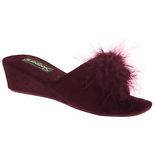 Anne Jewelled Rosette Boa Mule Slippers