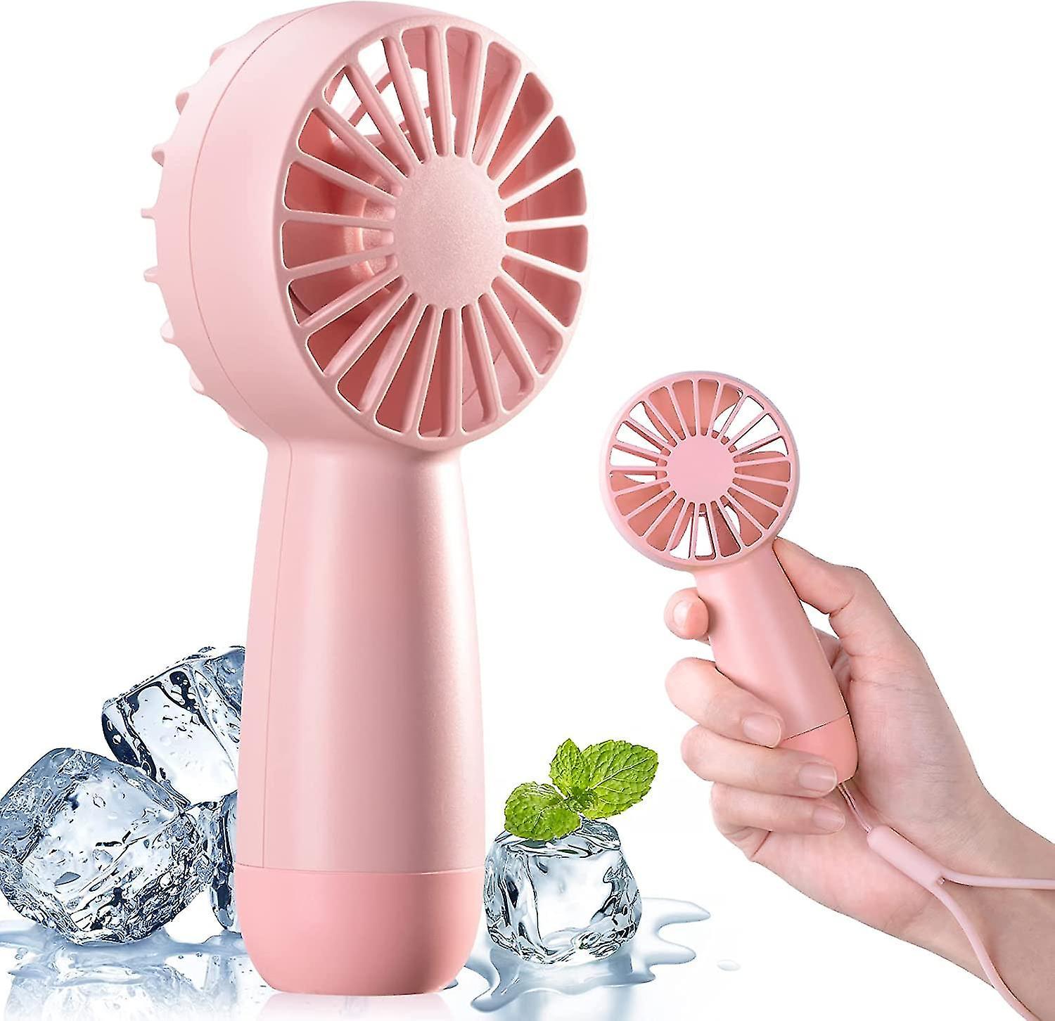 Tianzun Handheld Fan, Rechargeable Mini Fan, Portable Hand Fan Personal Fan With 3 Speeds Travel Fan Electric Fan Pink