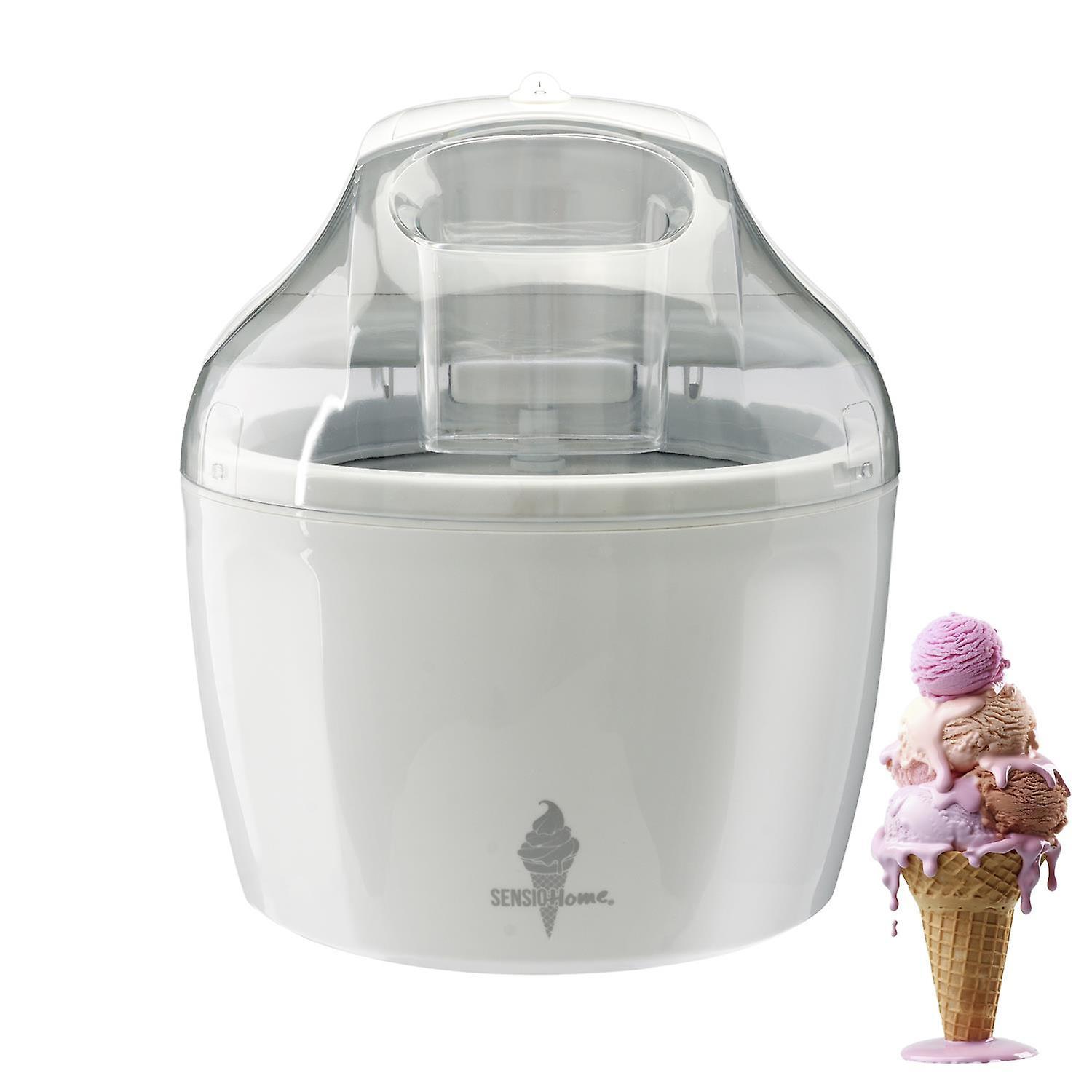 Sensio Home Ice Cream Maker Machine – Gelato Sorbet and Frozen Yoghurt Machine with Detachable Mixing Paddle – Easy To Operate (White)