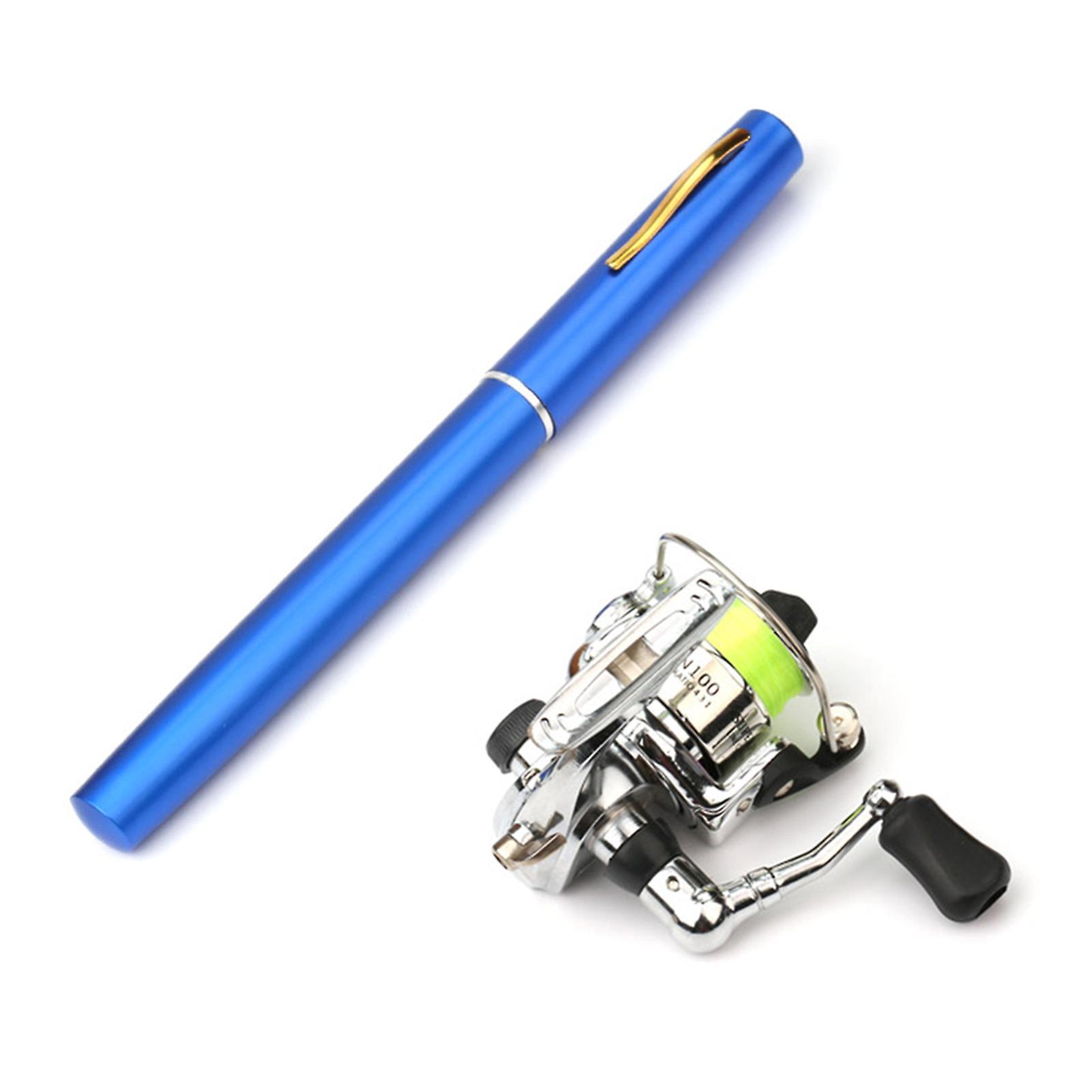 Gofishup Collapsible Fishing Rod Reel Combo Mini Pen Fishing Pole Kit Telescopic Fishing Rod Spinning Reel Combo Kit Blue 1.4m