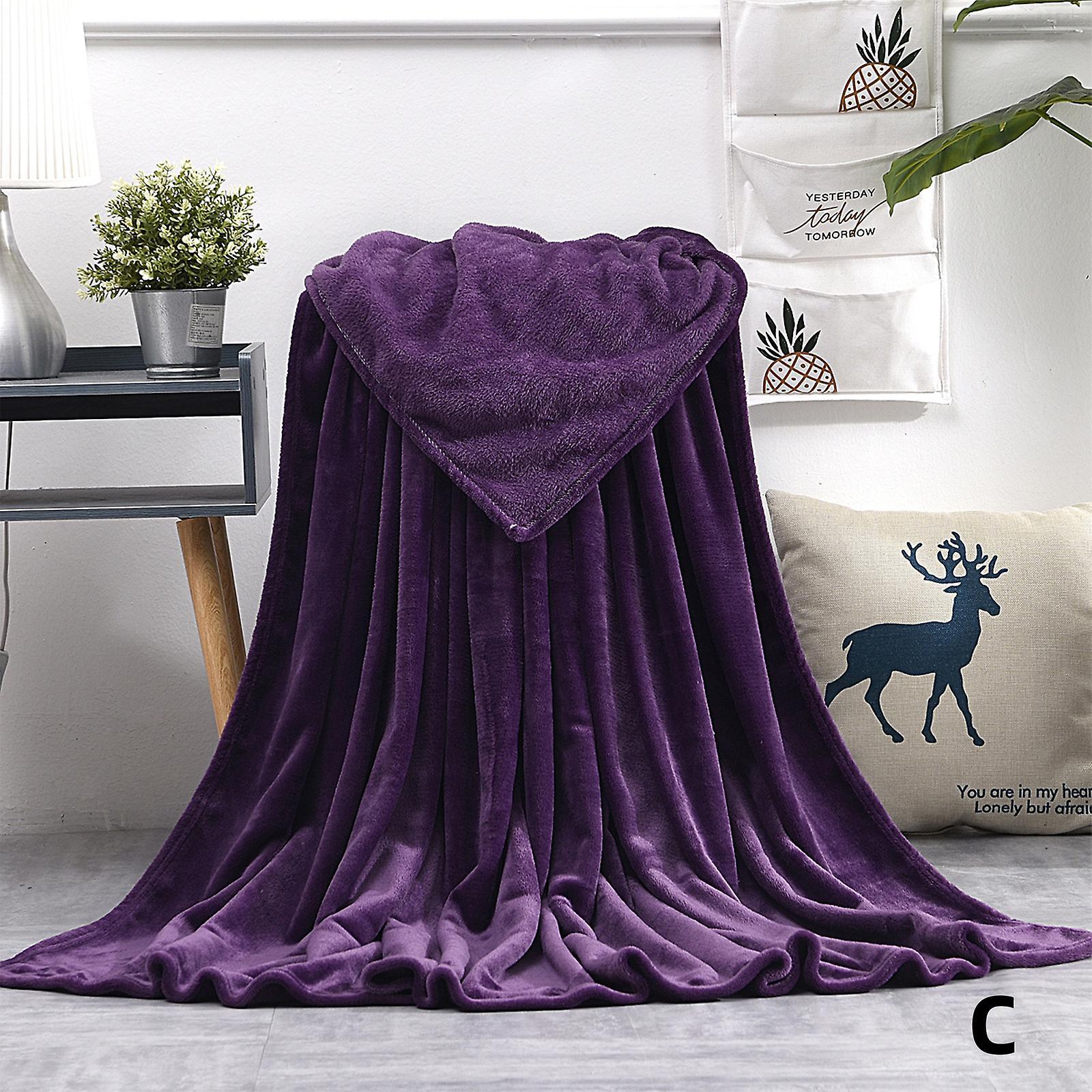 Niutu0 Faux Fur Fleece Blanket Large Sofa Mink Bed Throw Soft Warm Double & King Size Fk Purple