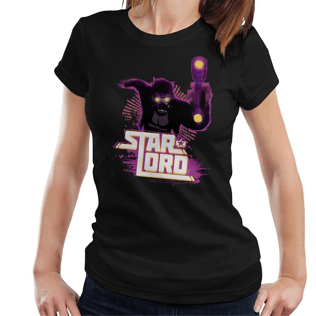 Marvel Guardians Of The Galaxy Star Lord Retro Women's T-Shirt Black XX-Large