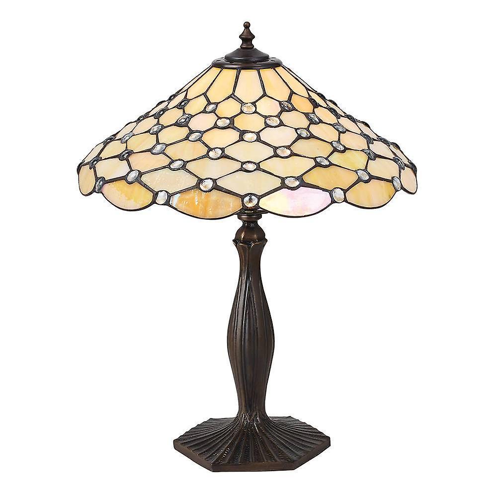 Interiors 1900 Lighting Tiffany Pearl 1 Light Medium Pearl Table Lamp Dark Bronze