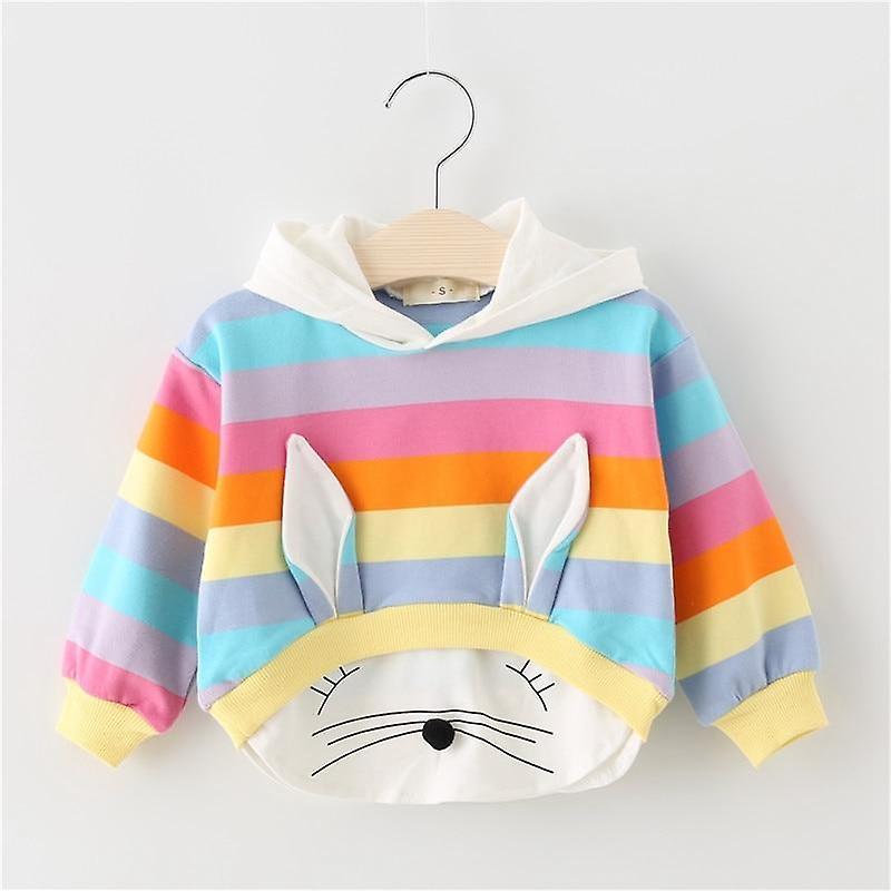 Slowmoose Kidslong Sleeve, Cartoon Rabbit Hooded Sweatshirts Yellow Rainbow 18M