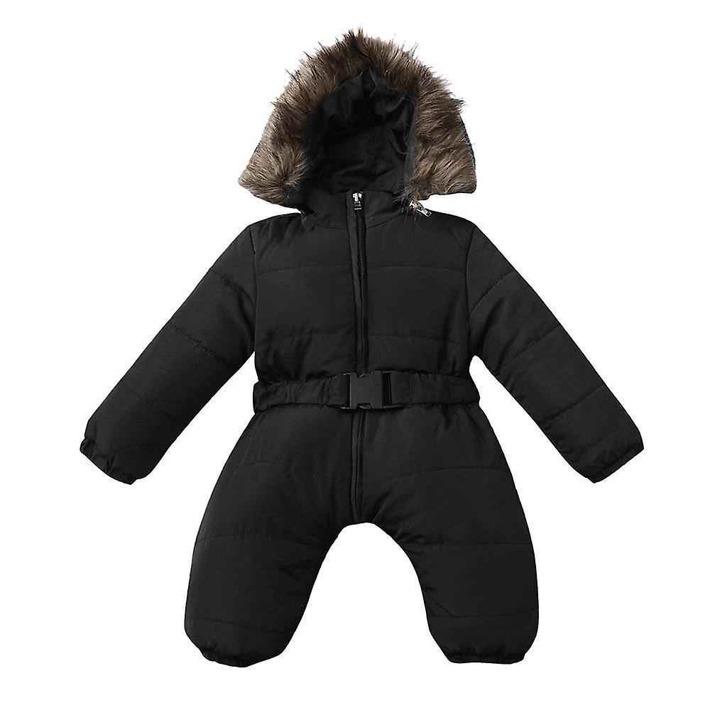 Slowmoose Winter Clothes Infant Baby Snowsuit Romper Jacket Hooded Jumpsuit Warm Thick 24M / Black