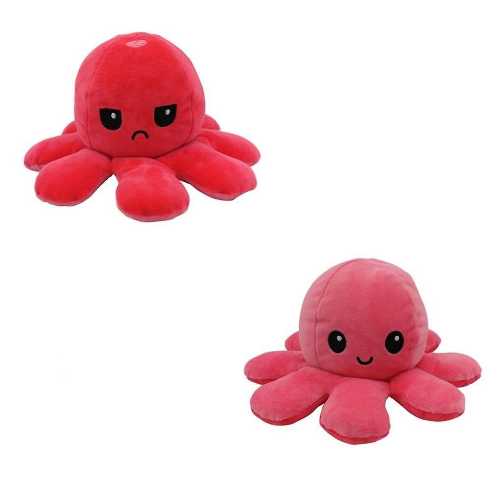 Slowmoose Reversible Octopus Shape, Stuffed Plush And Soft Doll Red Dark Pink