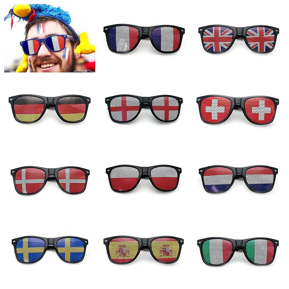 Longzhen Flag Sunglasses, Flag Novelty Glasses, 2024 EURO Football Championship Flag Glasses, Sports Fans Bar Celebration Party Supplies Portugal