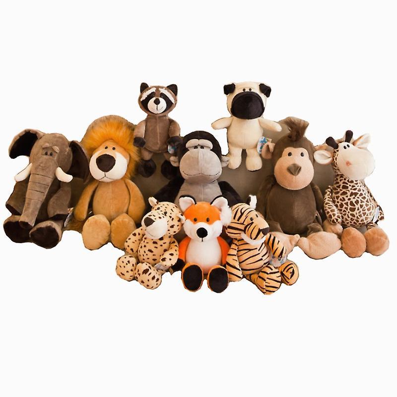 Htclv Jungle Animal Stuffed Toys Forest Animals Soft Plush Dog Zebra Elephant Lion Fox Giraffe Kid Playmate Doll Christmas Gifts tiger 25cm