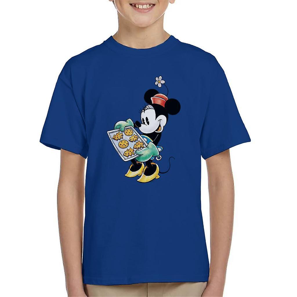 Disney Christmas Minnie Mouse Festive Baking Kid's T-Shirt Royal Blue X-Small (3-4 yrs)