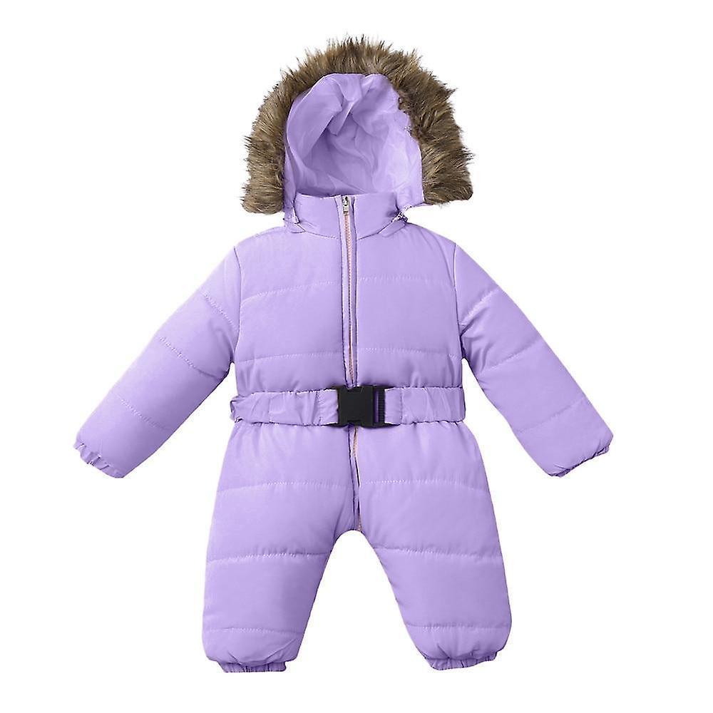 Slowmoose Winter Clothes Infant Baby Snowsuit Romper Jacket Hooded Jumpsuit Warm Thick 18M / Purple