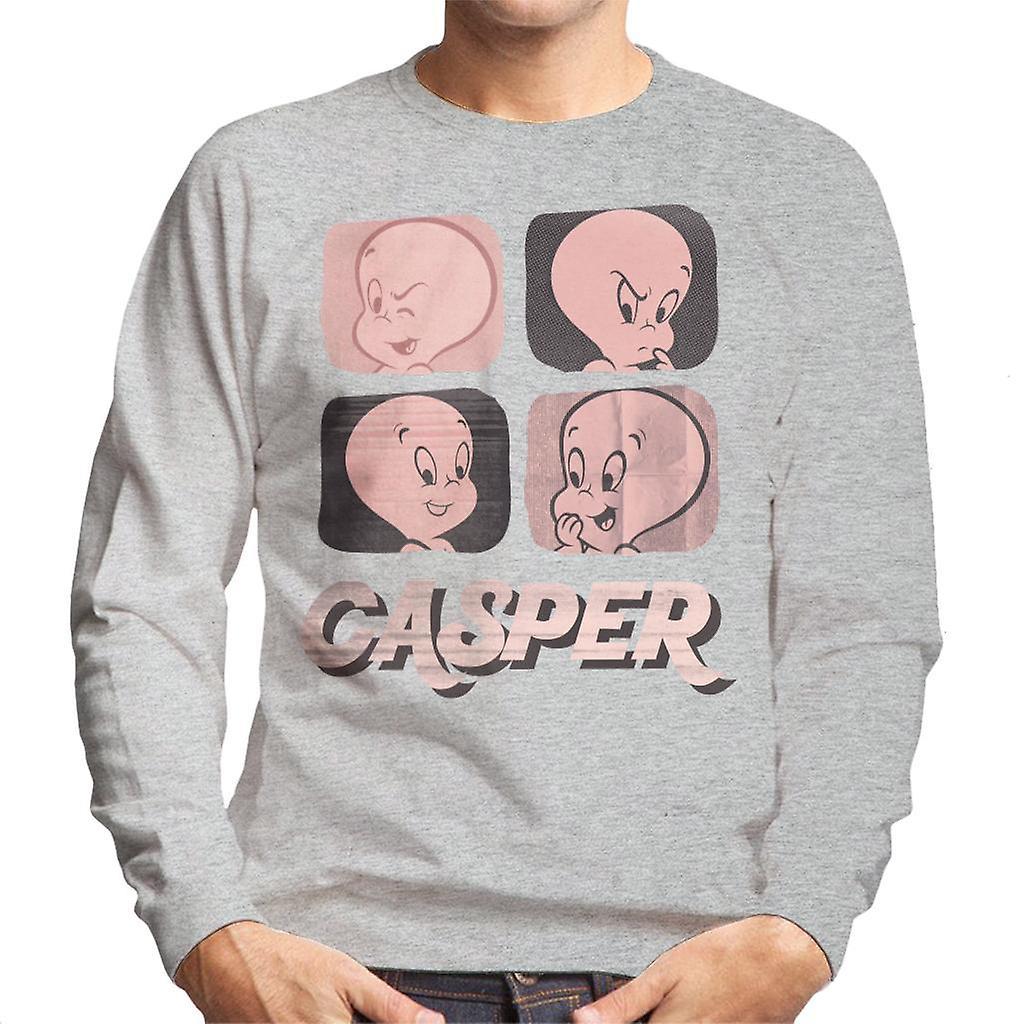 Casper The Friendly Ghost Facial Expressions Men's Sweatshirt Heather Grey XX-Large