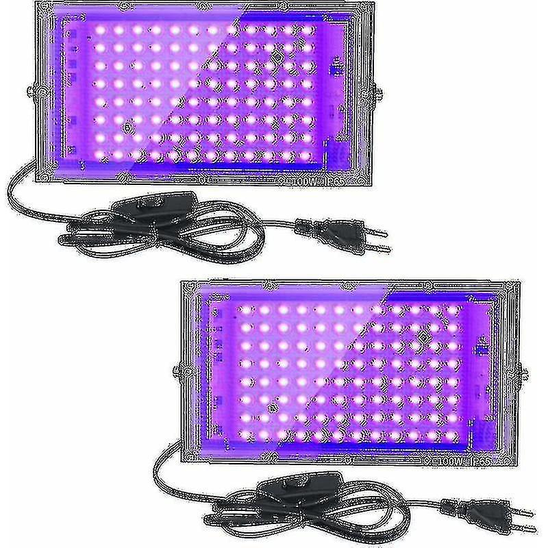 Winov Hywell 2pcs 100w Uv Led Floodlight Blacklight Ip65 Waterproof, Ultraviolet Led Lamp, Effect Lighting For Aquarium, Party, Neon Painting, Fluo...