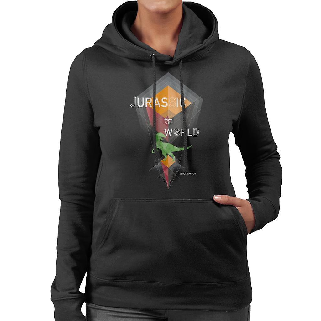 Jurassic Park Jurassic World Velociraptor Prism Aesthetic Women's Hooded Sweatshirt Black Medium