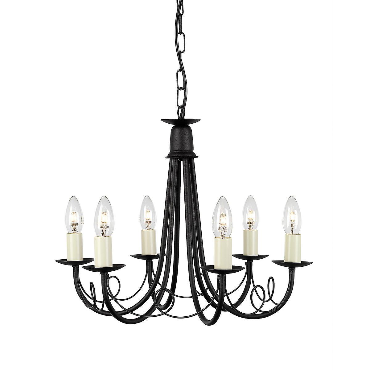 Minster 6 Light Chandelier Black Finish E14