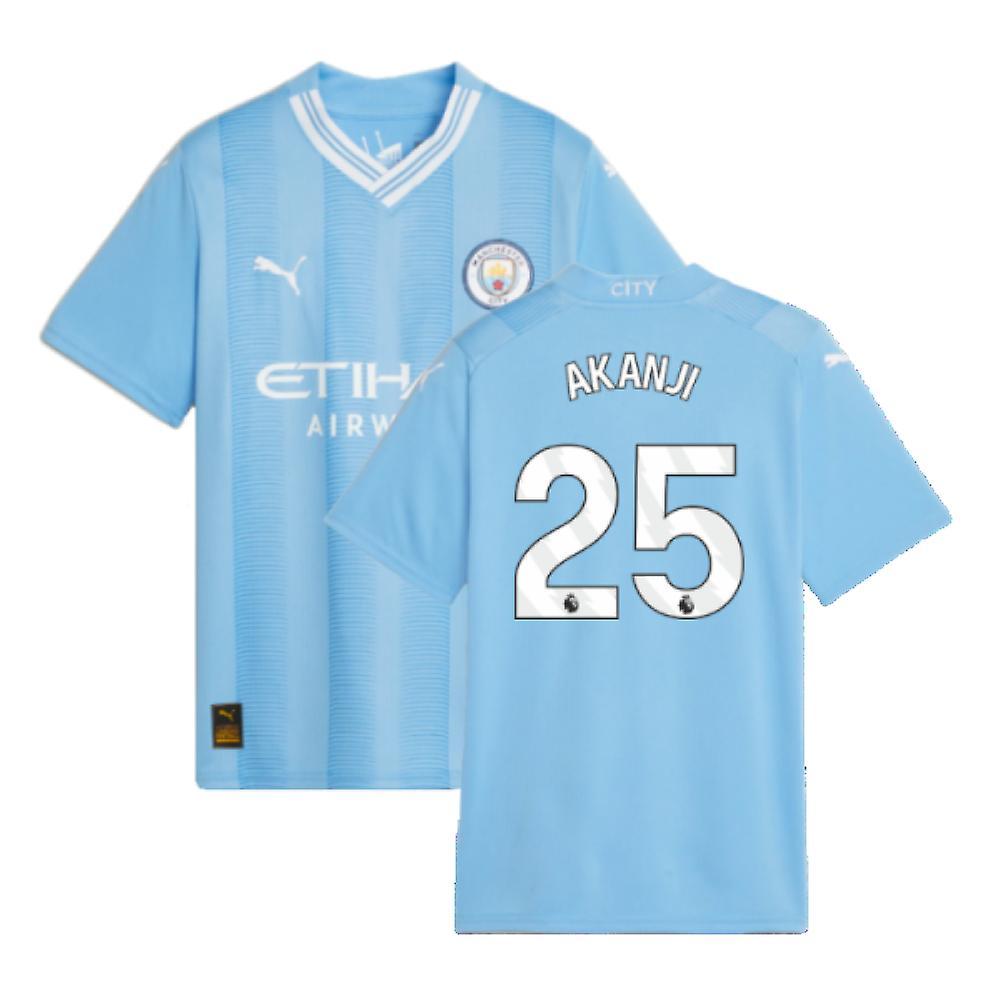 Puma 2023-2024 Man City Home Shirt (Kids) (AKANJI 25) Blue 13/14 Years - 32-34 inch Chest