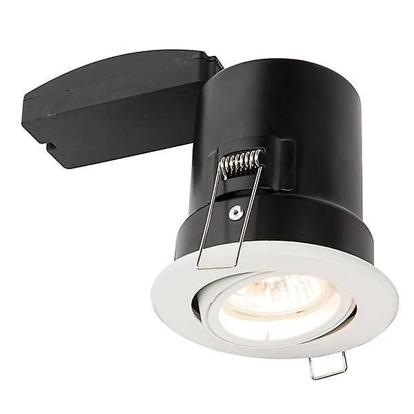 Saxby Lighting Shieldplus Fire Rated 1 Light Recessed Tilt Downlight Matt White, GU10