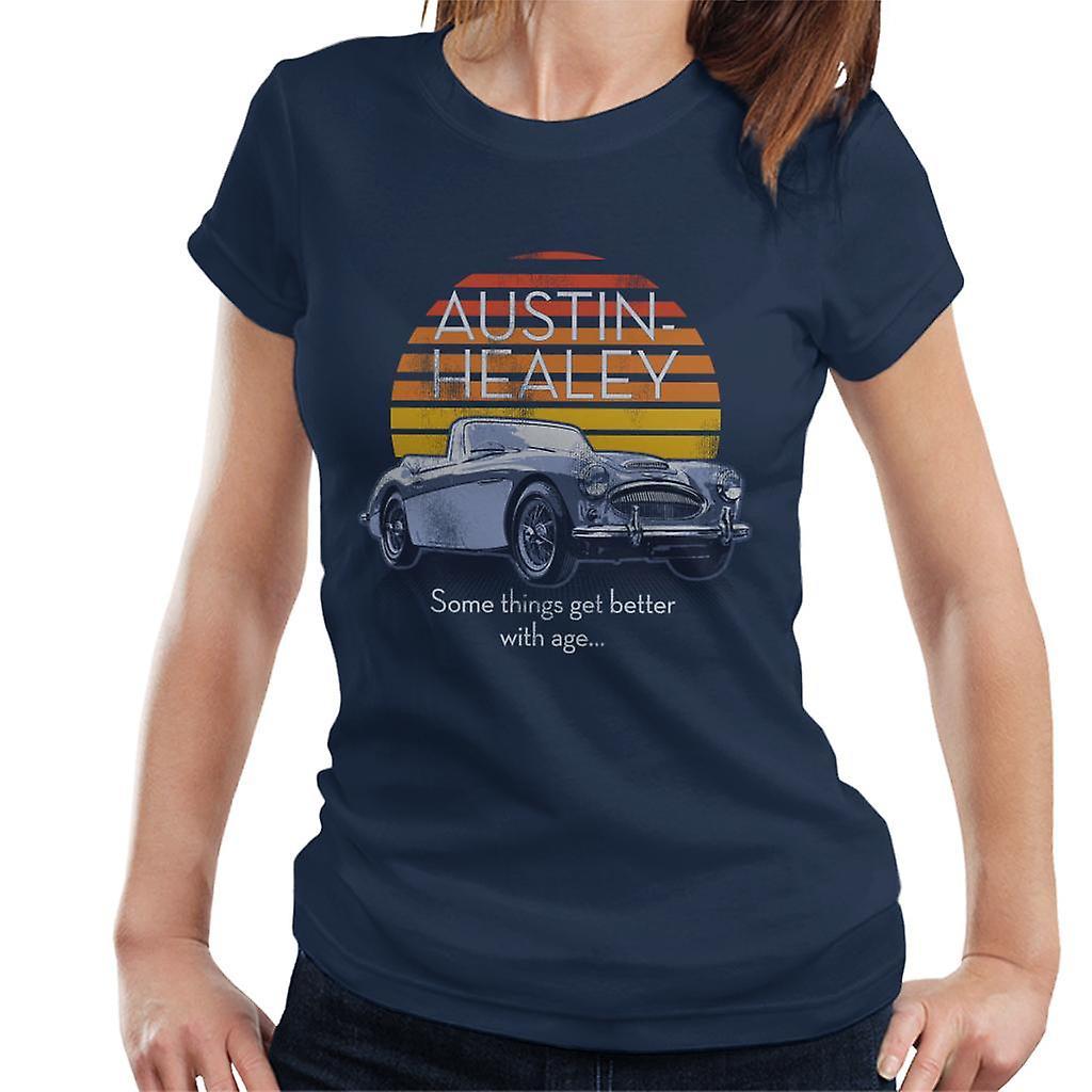 Austin Healey Some Things Get Better With Age British Motor Heritage Women's T-Shirt Navy Blue Small