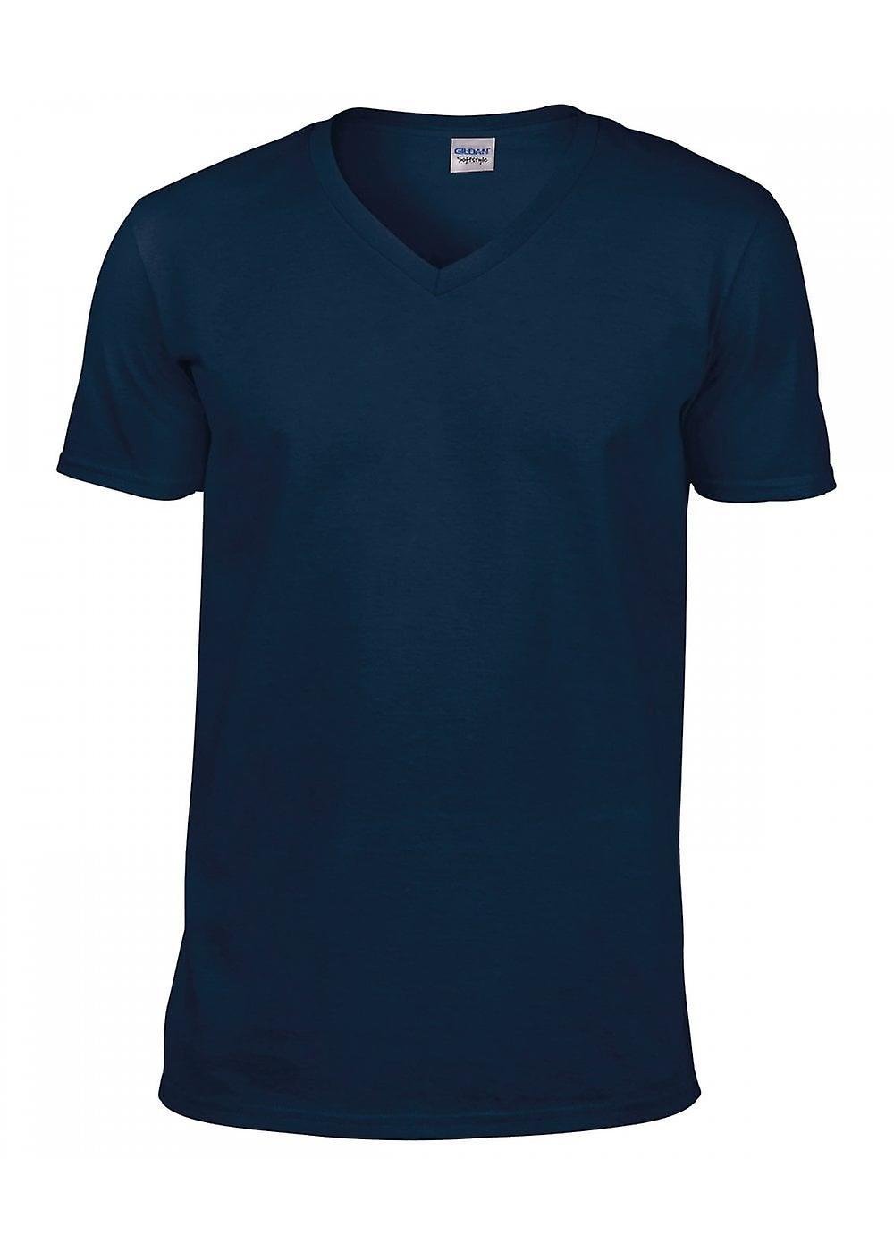 Men's Gildan Softstyle™ V Neck T Shirt 64V00 Navy Blue M