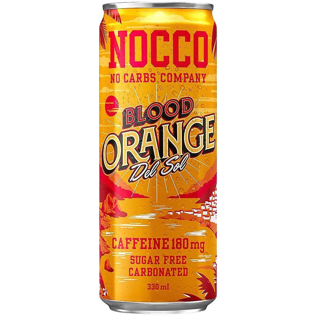 Nocco BCAA+ Cans Fizzy Caffeine Free Sports Amino Acid Energy Drink - 330ml x 24 Blood Orange Del Sol