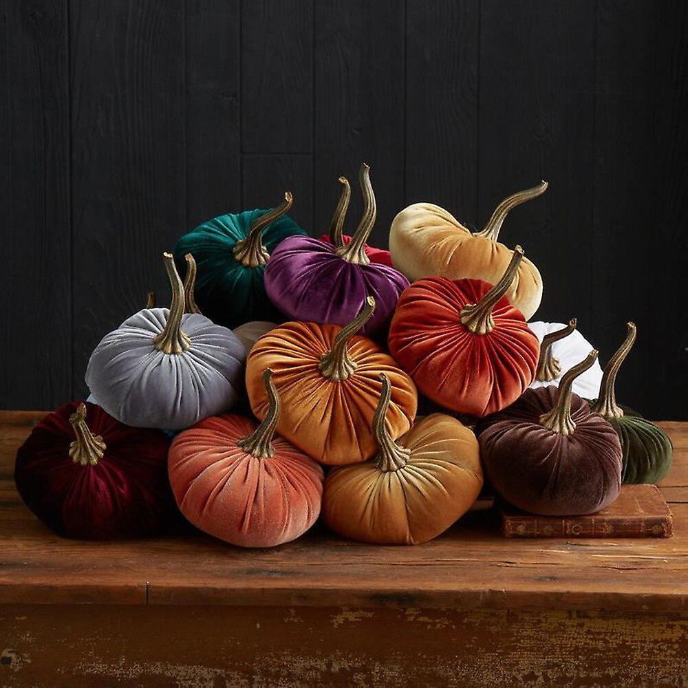 Initially Handmade Velvet Pumpkins Decor Super Soft Stuffed Pumpkin With Exquisite Artificial Pumpkin Gold