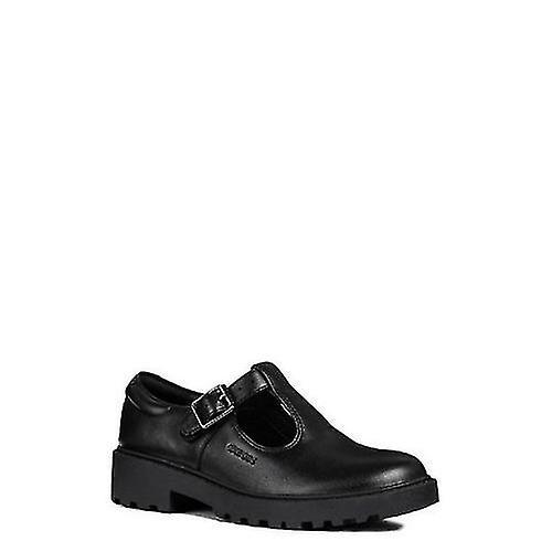 Girl's Geox Girls J Casey G. E Leather School Shoe - Black - Size: 3 uk