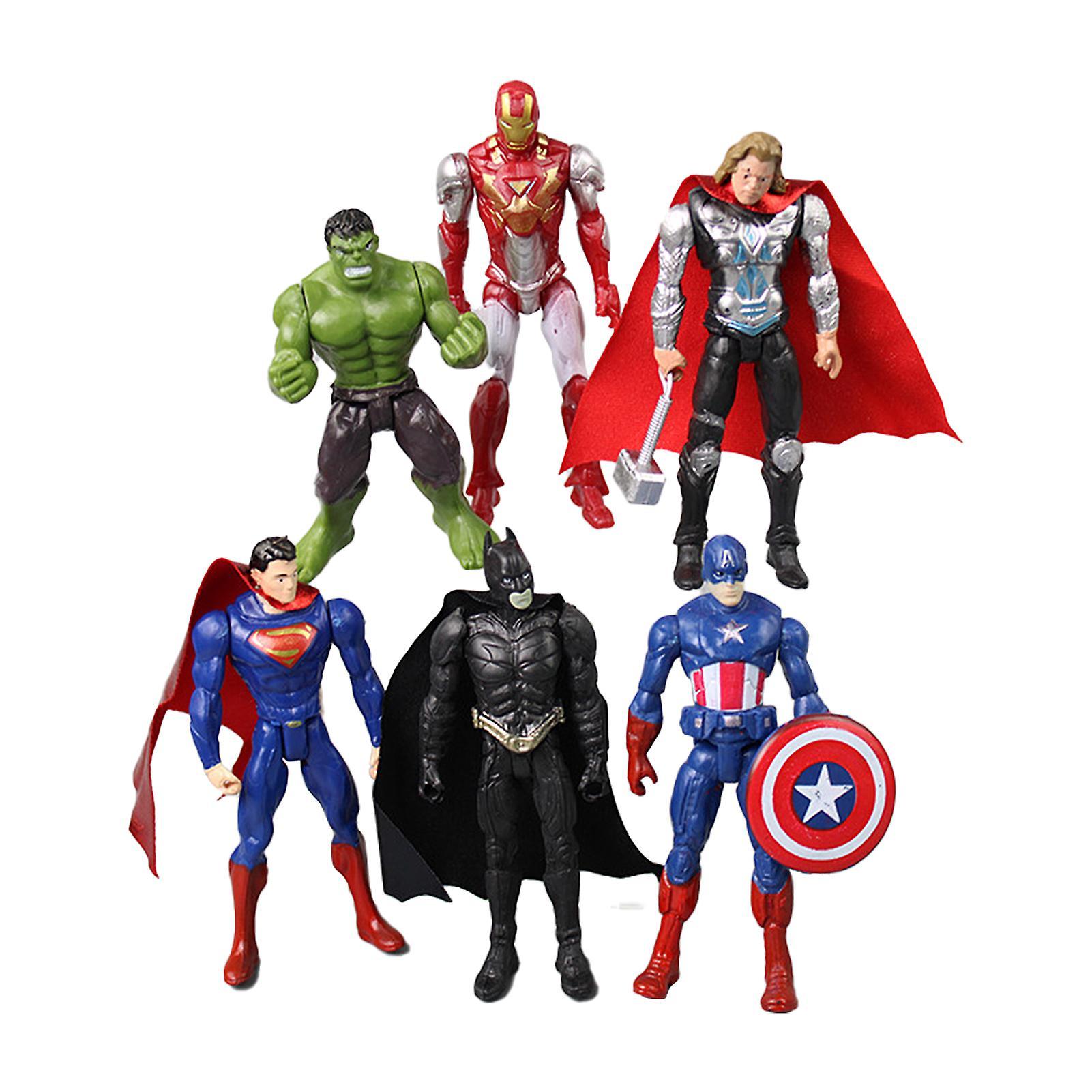 Remorui 6Pcs/Set Decorative Avengers Action Figures Captain America Iron Man Collectible Miniature The Avengers Ornament for Kids 6