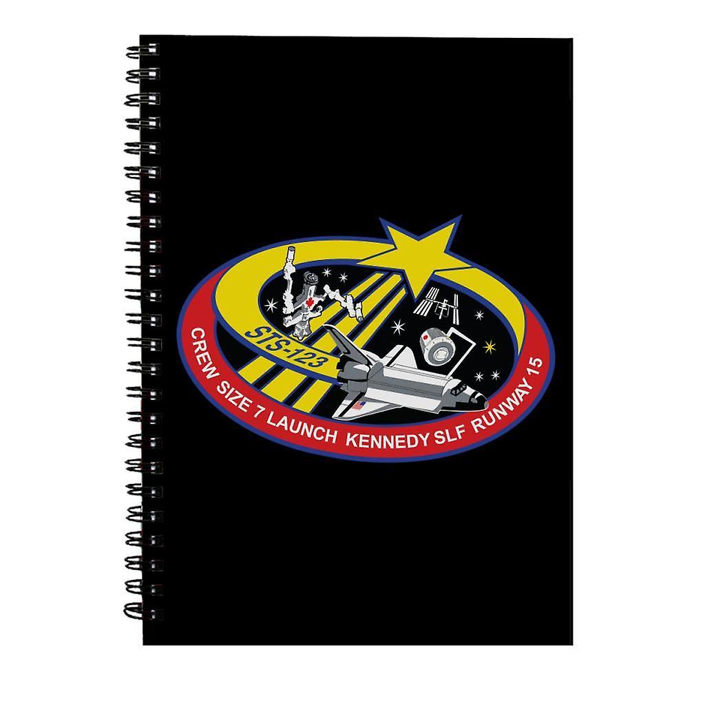 NASA STS 123 Space Shuttle Endeavour Mission Patch Spiral Notebook Black 15 x 21 cm