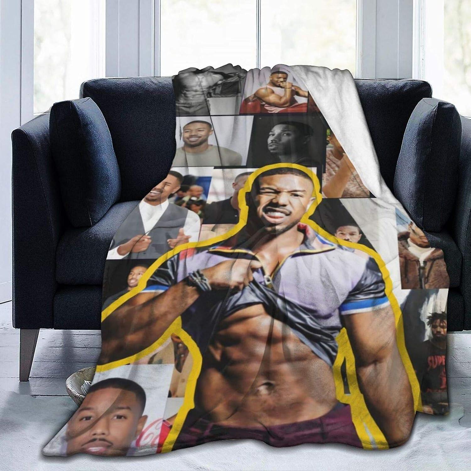 Kerota Michael B Jordan Soft And Comfortable Warm Fleece Blanket For Sofa Bed Office Knee padBed Car Camp Blanket Throw Blankets 60x50in 150x125cm