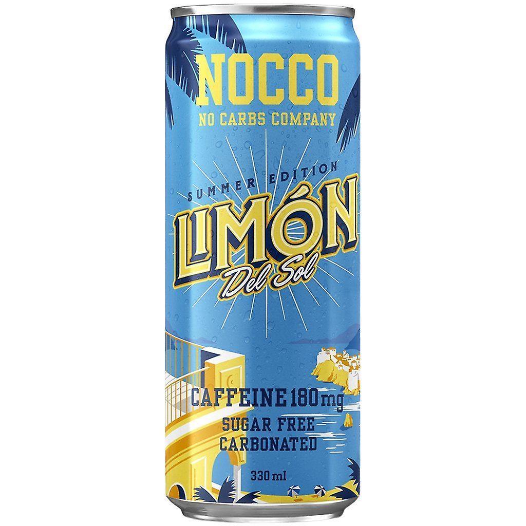 Nocco BCAA+ Cans Fizzy Caffeine Free Sports Amino Acid Energy Drink - 330ml x 24 Lemon Del Sol