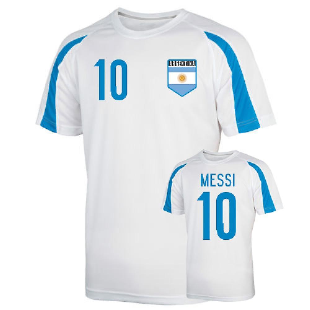 UKSoccerShop Argentina Sports Training Jersey (messi 10) - Kids White LB (9-11 Years)