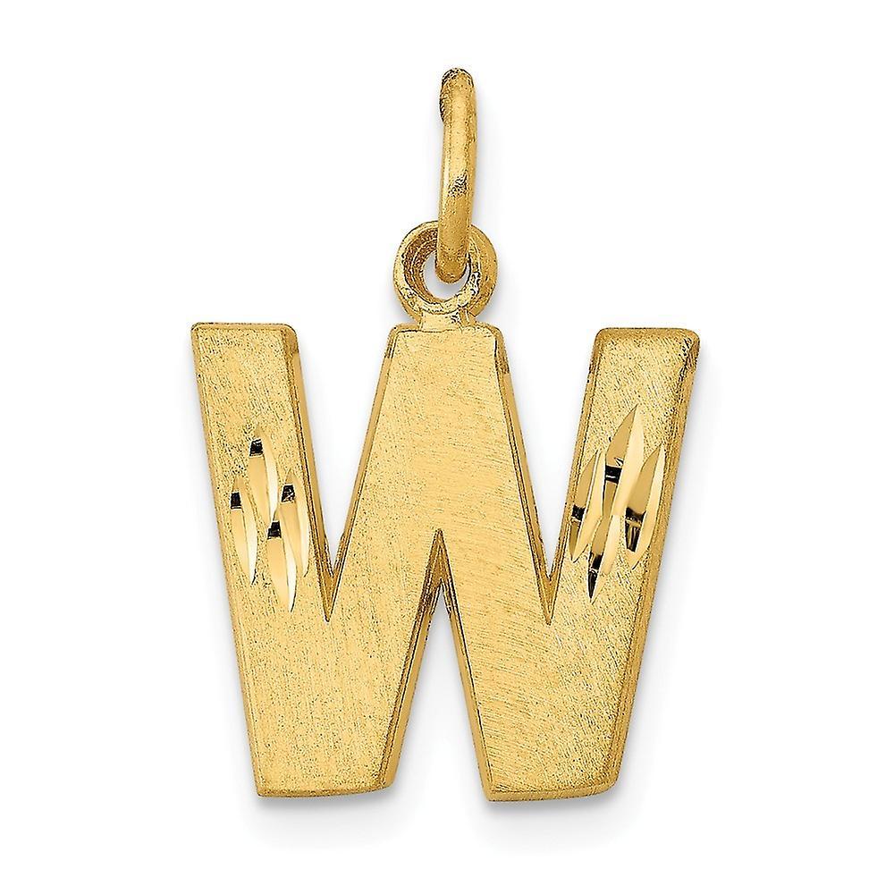 JewelryWeb 14k Yellow Gold Solid Satin Sparkle Cut Letter Name Personalized Monogram Initial  Charm Pendant Necklace Jewelry Gifts