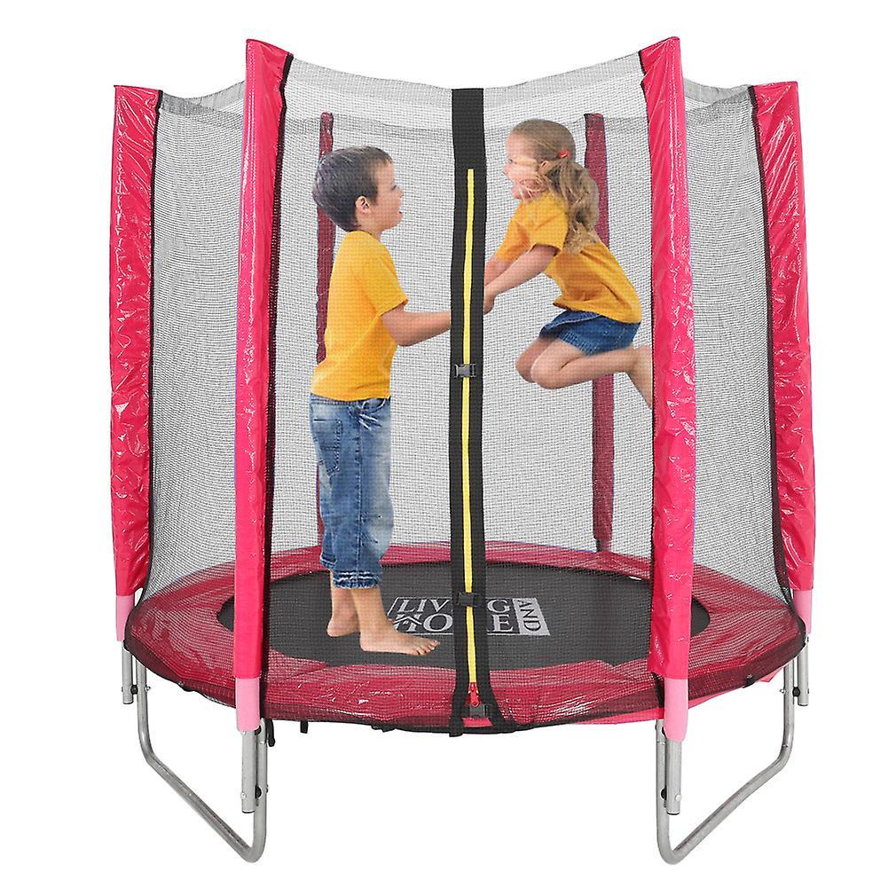 Living And Home Livingandhome 5FT Kids Trampoline with Safety Enclosure Net Indoor Outdoor Use Pink