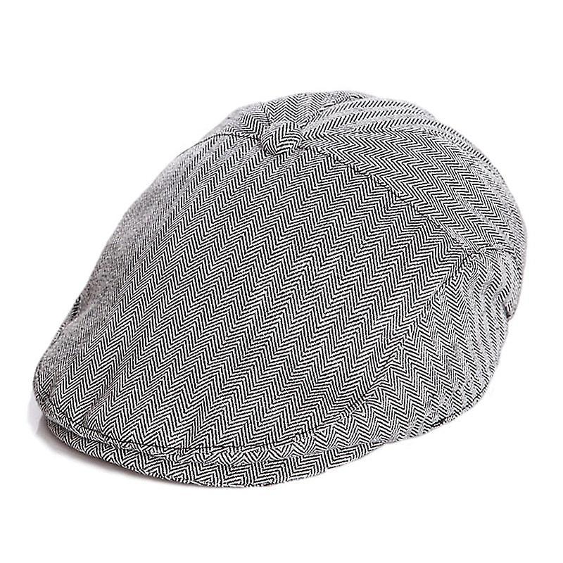 Slowmoose Baby Cotton Linen Handsome Cap, Beret Elastic Kids Hat Gray