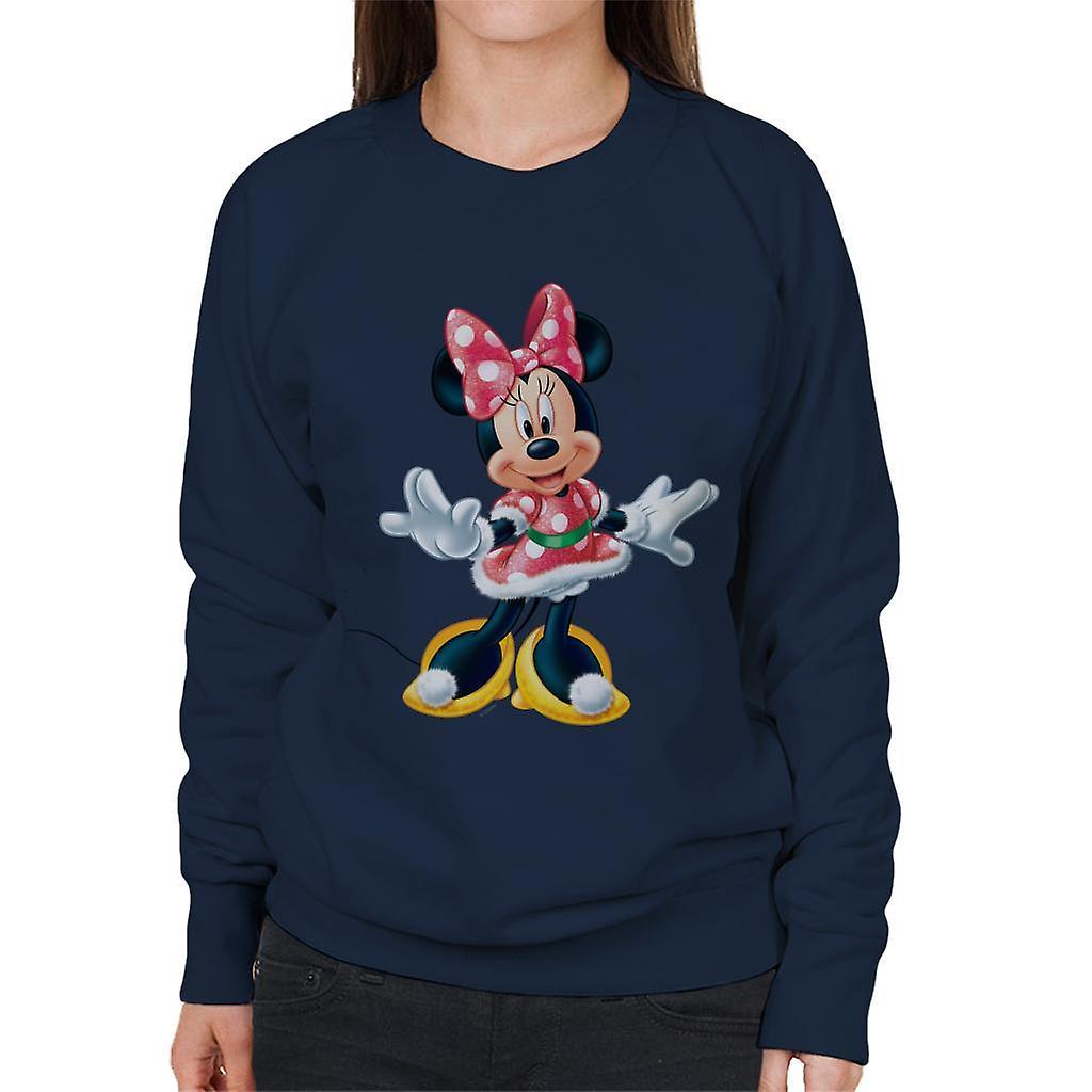 Disney Christmas Minnie Mouse Festive Pose Women's Sweatshirt Navy Blue Medium