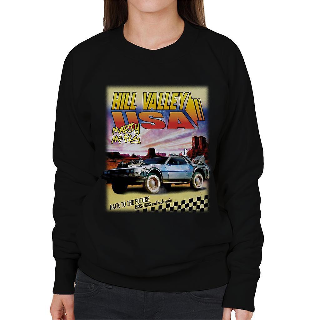 Back to the Future Delorean Hill Valley USA Marty Mcfly Women's Sweatshirt Black XX-Large