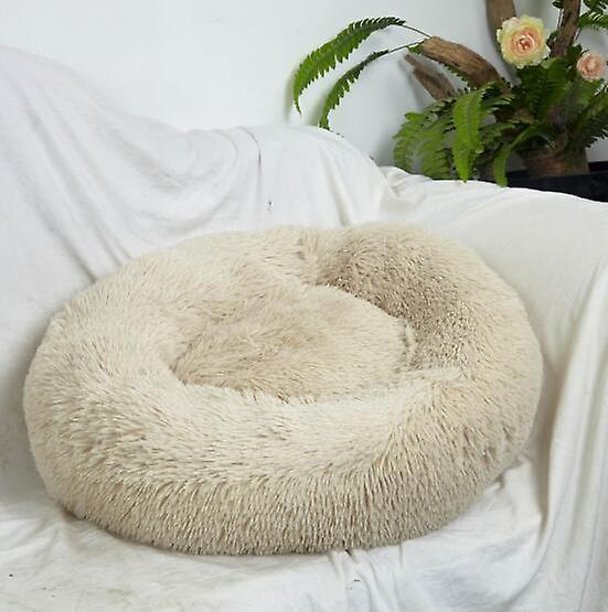 Slowmoose Comfortable Soft Washable Donut Cuddler Round Dog Bed, Cat Cushion Khaki OD 80cm