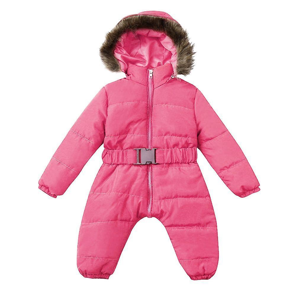 Slowmoose Winter Clothes Infant Baby Snowsuit Romper Jacket Hooded Jumpsuit Warm Thick 18M / Hot Pink