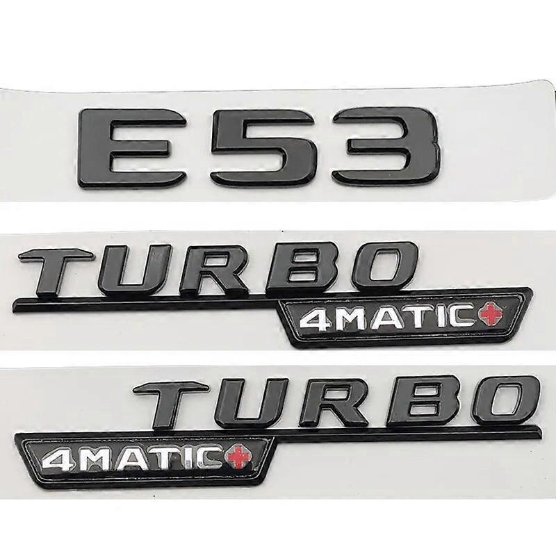 Hikig 3D ABS Chrome Black Car Trunk Badge Sticker Rear Star Logo E53 Turbo 4MATIC Emblem For Mercedes E 53 AMG W213 W212 Accessories Glossy Black