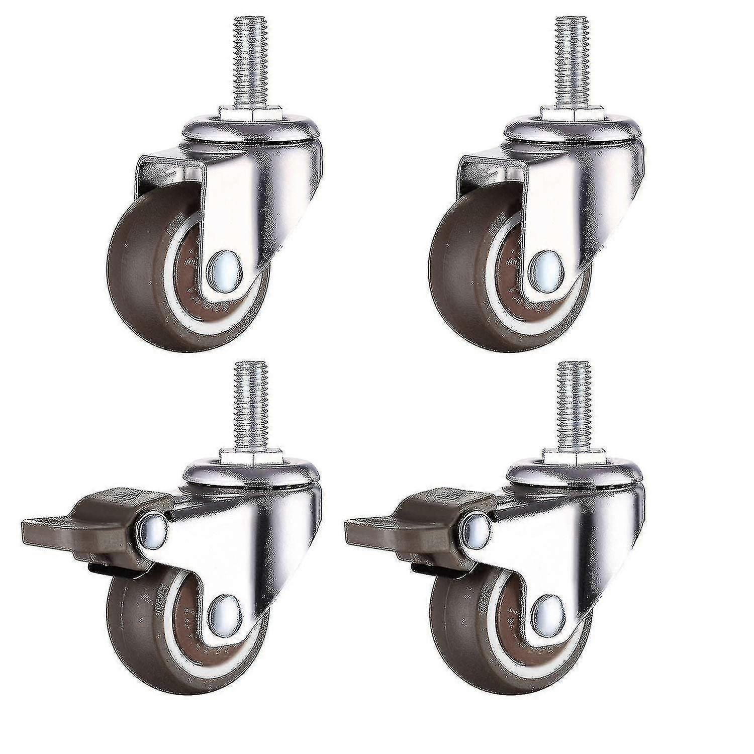 Yuheng Castors, Heavy Duty Universal Chair Casters With Unique Brake System, M8 Brake Castors, Thread Diameter: 8mm, Length 20mm, 2 With Brakes + 2...