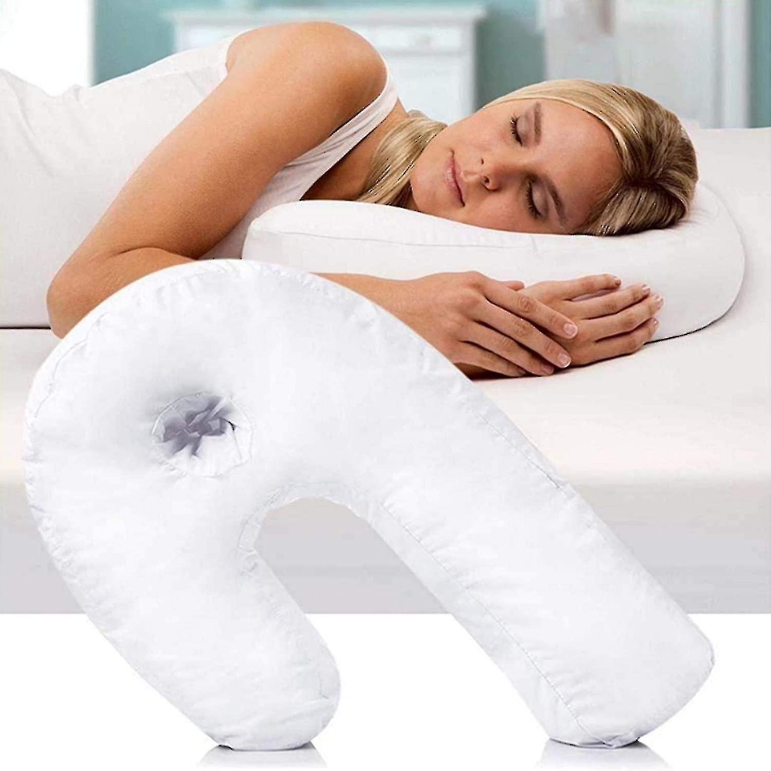 Xmaid Side Sleeper Anti-snoring Pillow Soft U-shaped Pillow Travel Head Support Neck Support Correct Backbone Side Pillow White Nod9