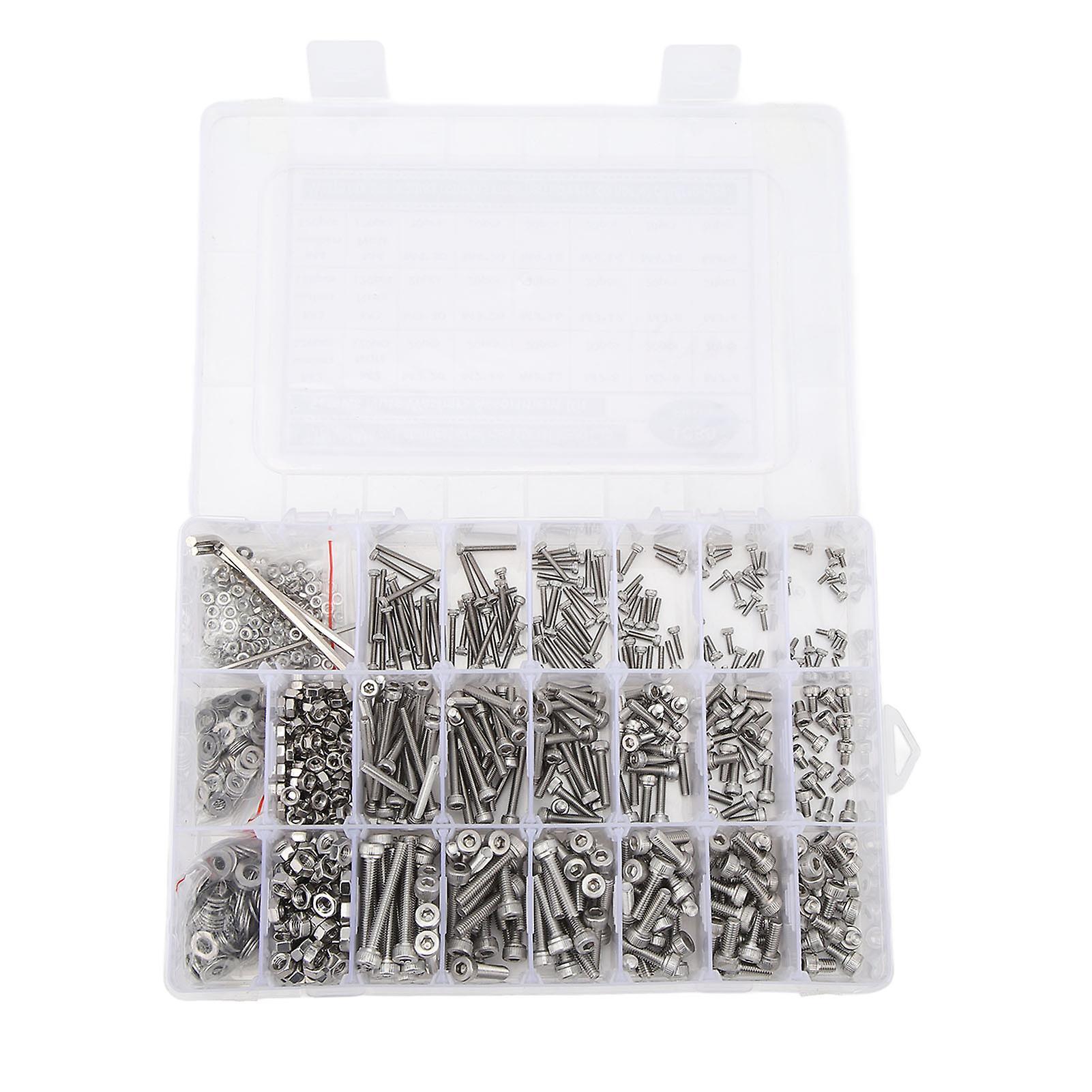 Button Head Bolt Nut Assortment Kit 1080Pcs Hex Socket Cap Screw 304 Stainless Steel Button Head Bolt Nut Assortment