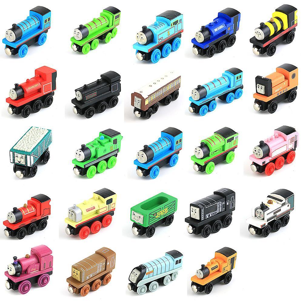 Bestdaily Thoma & Friends Wooden Railway Train Magnetic Train Toys for Toddlers Kids Engine Vehicles Toy Train Cars for Boys Girls 23