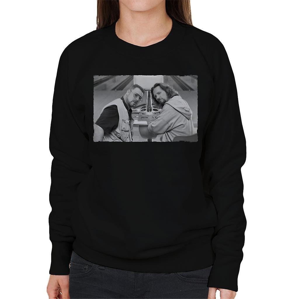 The Big Lebowski The Dude And Walter Bowling Alley Greyscale Women's Sweatshirt Black X-Large