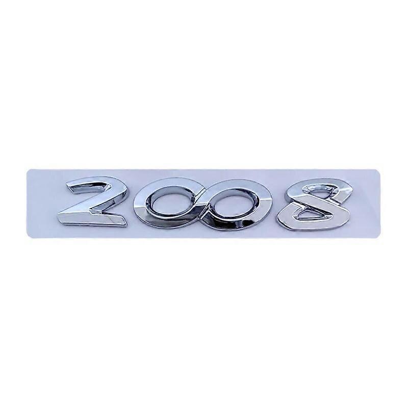 Hikig 3d ABS Chrome Black Car Trunk Badge Decal For Peugeot 2008 3008 4008 5008 Logo Emblem Number Letters Sticker Accessories Chrome 2008