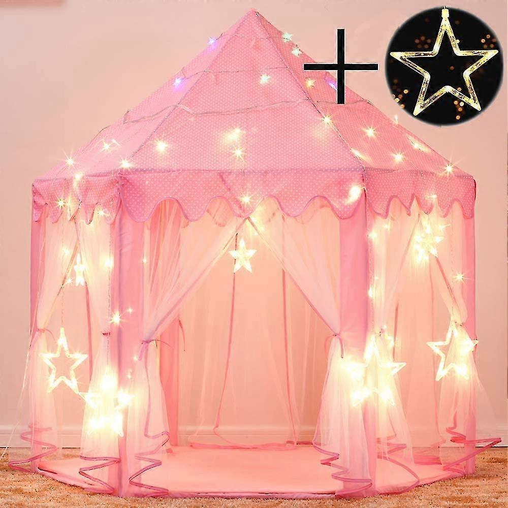 Children's Play Tent, Princess Castle Play Tent, Indoor Children's Playhouse, Girls Large Playhouse With Led Color Fairy Lights